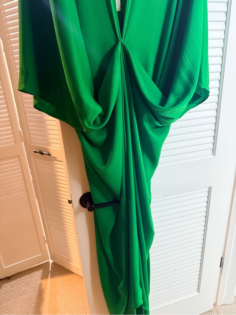Green Maxi Dress - V-Neck Twist Front - Picture 2 of 5